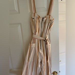 billabong cream striped jumpsuit